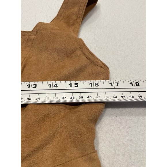 Banana Republic Lucie Vegan Suede Top Size 4P Petite Dark Camel - Picture 9 of 11